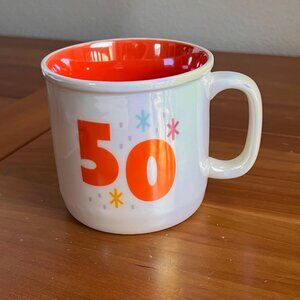 Hallmark 50th Retro Birthday Mug, Pearlescent White and Orange, Coffee Mug